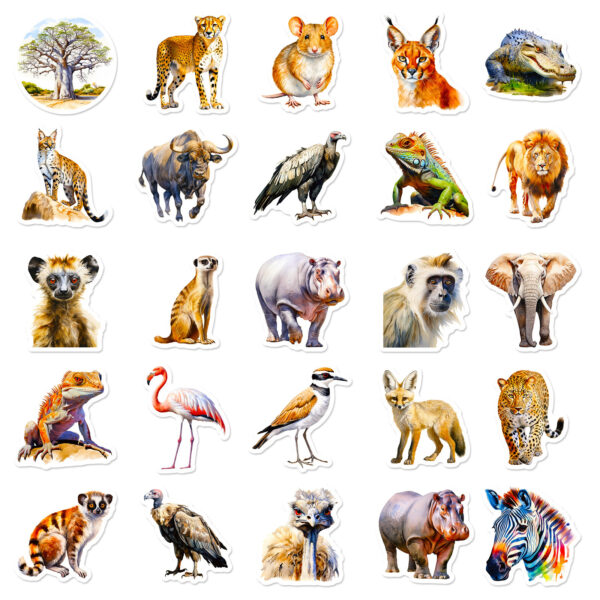 Wholesale 50PCS/PACK realistic African animal personalized DIY stickers