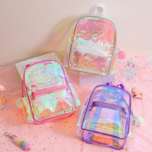 Wholesale Transparent Kidsren's Backpack Girl Heart Laser Travel Waterproof Leisure Bag