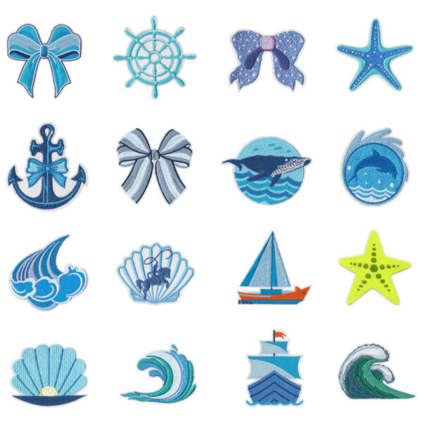 Wholesale Cartoon embroidery stickers for holiday beach vacation style clothing decorations