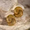 Wholesale 304 Stainless Steel Spiral PVD Coated 18K Real Gold Plated Real Gold Plated 18K Gold Simple Style Classic Style Waterproof Non Tarnish Plating Gold Ear Studs