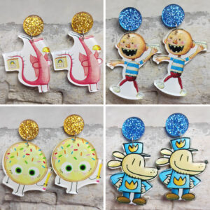 Wholesale Acrylic Reading Fun Guide Children Kindergarten Reading Potato Cake Dog Earrings