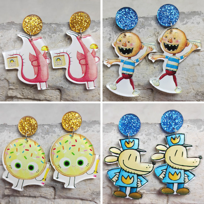 Wholesale Acrylic Reading Fun Guide Chilen Kindergarten Reading tato Cake Dog Earrings