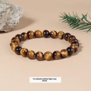 7a Natural Yellow Tiger Eye Stone Bracelet / Diameter 10.1-10.8mm (about 17-19 Pieces)