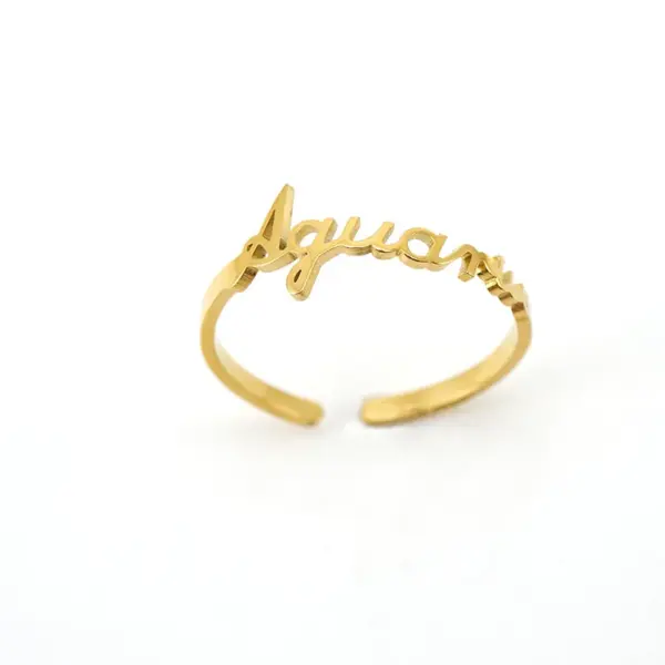 Wholesale Fashion Letter Constellation Titanium Steel Gold Plated Open Ring