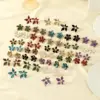 Wholesale Autumn Winter Color Matching Small Fragrance Style Wine Red 304 Stainless Steel Flower Stud Earrings Oil Drop Temperament Milk Tea Color Warm Winter Earrings Gift Option