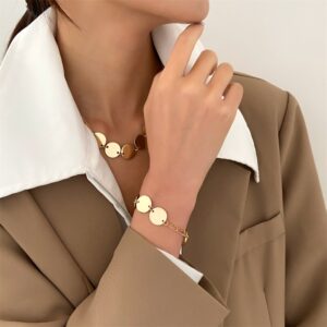 Wholesale Retro metal short disc clavicle chain