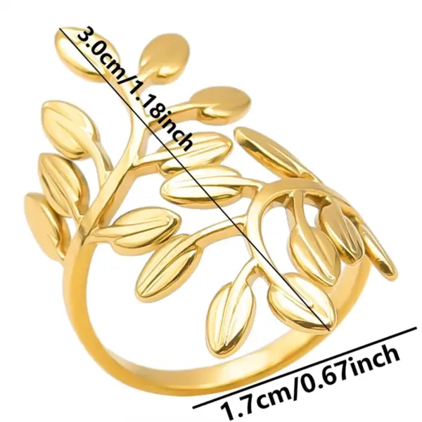 Wholesale PVD Coated Real Gold Plated 18K Gold Leaf 304 Stainless Steel Elegant Simple Style Waterproof Non Tarnish Open Rings