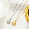 Wholesale PVD Coated Real Gold Plated Butterfly Key Lock Stainless Steel Waterproof Non Tarnish Pendant Necklace