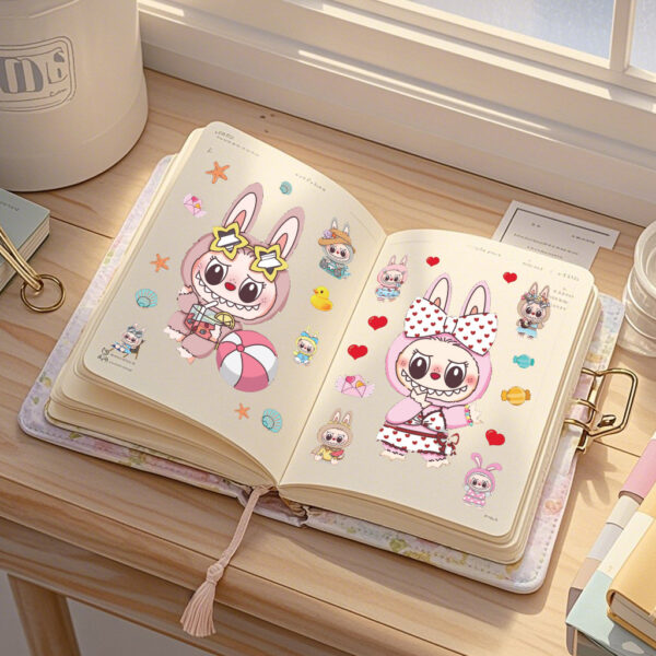 Wholesale New Hot-Selling Labubu Creative Handbook Stickers Cute Kidsren's Cartoon Embossed Kindergarten Reward Decorative Stickers
