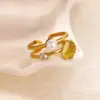 Wholesale PVD Coated Real Gold Plated Starfish Shell 304 Stainless Steel Elegant Lady Waterproof Non Tarnish Open Rings