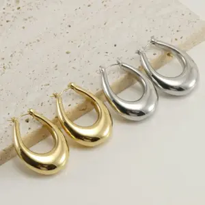 Wholesale 1 Pair Simple Style U Shape Polishing 304 Stainless Steel 18K Gold Plated Stainless Steel Earrings