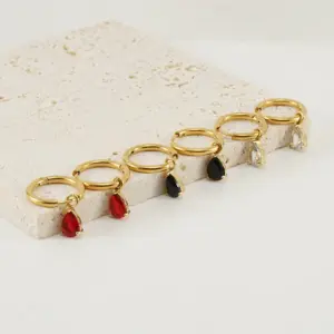 Wholesale 1 Pair Fashion Water Droplets Heart Shape Plating Inlay Stainless Steel Zircon Drop Earrings