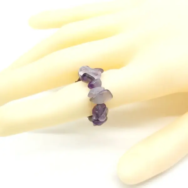 Women'S Metal Beaded Healing Geometric Natural Stone Rings Healing Crystals Jewelry