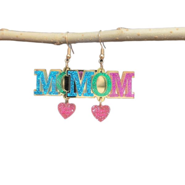 Wholesale European and American New Mothers Day Mosaic Acrylic MOM MAMA Letter Love Earrings Holiday Gift Earrings