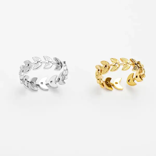 Wholesale PVD Coated 18K Gold Real Gold Plated Leaf 304 Stainless Steel Fashion Waterproof Non Tarnish