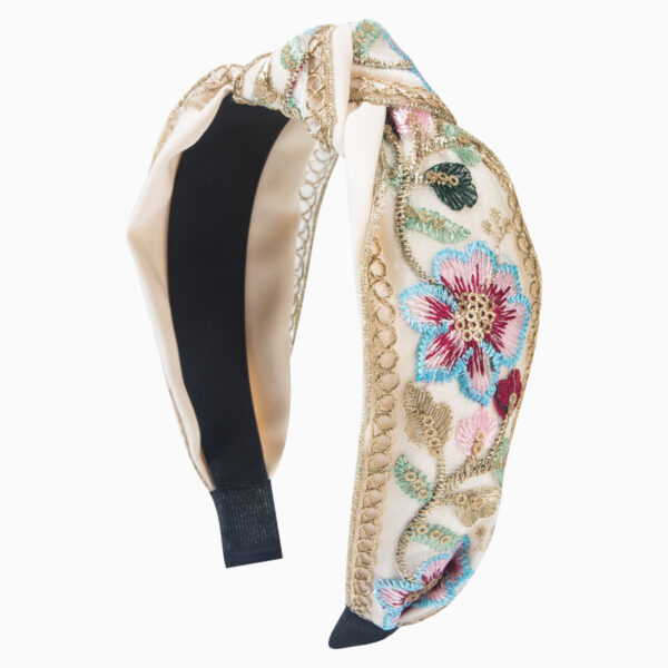 Wholesale Korean Style Light Luxury Satin Mesh Embroidered Headband Chinese Style High Cranial Top Wide Side Internet Celebrity Fashionable Daily Exterior Headwear