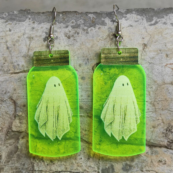 oly-9e314bc94f7907c0c7a3a5d82d1f2414 Wholesale Ghost Earrings Fluorescent Acrylic Horror Bottle Skull Earrings