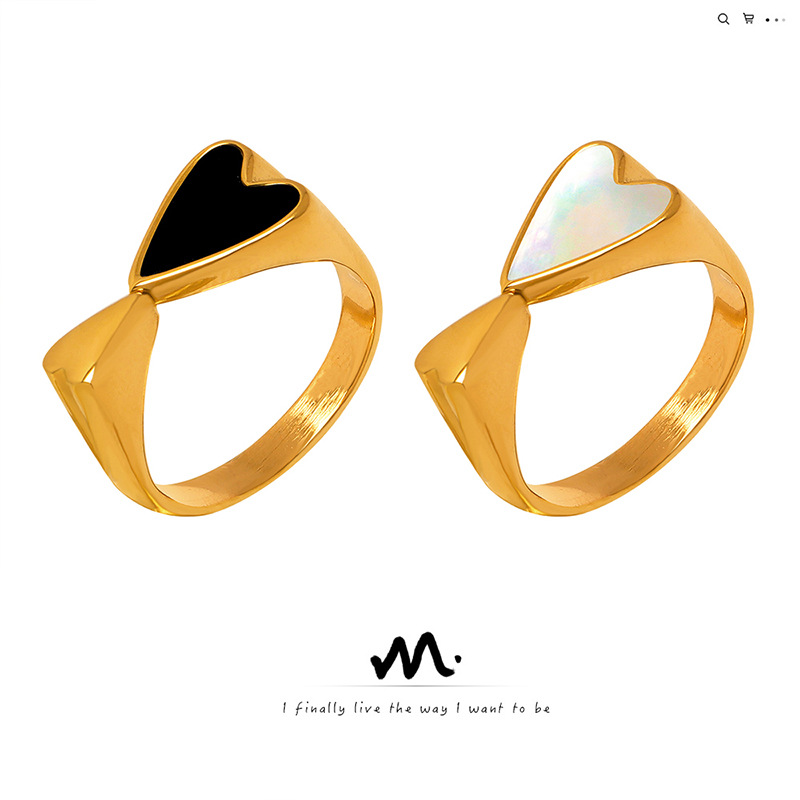 Wholesale Electroplated 18K Gold Heart-to-Heart Ring Women's Ins Style Simple Fashion Double Love Korean Creative Finger Ring Ring