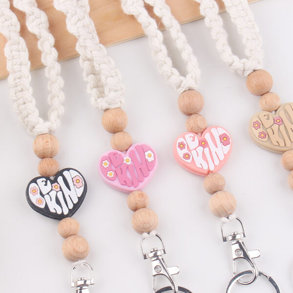 Wholesale New Handmade Woven Necklace Keychain Creative DIY Heart Silicone Beads Brand Work Id Lanyard