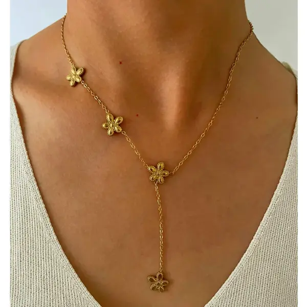 PVD Coated Real Gold Plated Heart Shape 304 Stainless Steel Simple Style Waterproof Non Tarnish Surgical Steel Plating Lobster Trigger Clasp Closure Long Necklace