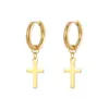 PVD Coated 18K Gold Real Gold Plated Cross 201 Stainless Steel Simple Style Waterproof Non Tarnish Dangling Earrings
