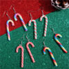 Wholesale Large Candy Cane Christmas Colorful Stripesd Rainbow Candy Pendant Earrings