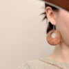 Wholesale Maillard Autumn and Winter Vintage Wooden Earrings Niche Design Exaerated Holiday Earrings Ethnic Style Earrings for Women