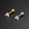 Wholesale Copper Zircon Ear Bone Nail Women's Pear-shaped Stone Screw Buckle Piercing Earrings Nose Ring