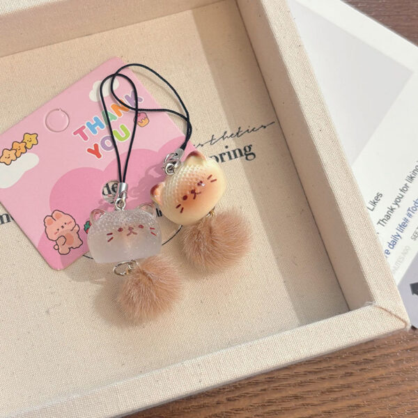 Wholesale Mobile Phone Rope J82 Plush Cat Cartoon Pendant Mobile Phone Chain Keychain Student School Bag Pendant Couple Best Friend