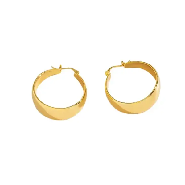 Wholesale PVD Coated 18K Gold Real Gold Plated Solid Color 201 Stainless Steel Fashion Waterproof Non Tarnish Hoop Earrings