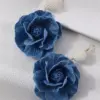 Wholesale 1 Pair Exaggerated Romantic Flower Pearl Three-dimensional Alloy Cloth Drop Earrings Earrings