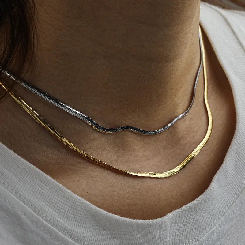 Wholesale Vacuum Electroplating (In Furnace) Plated 18K Real Gold 316 Stainless Steel Lobster Clasp Elegant Minimalist Style Unisex Push Clasp Necklac