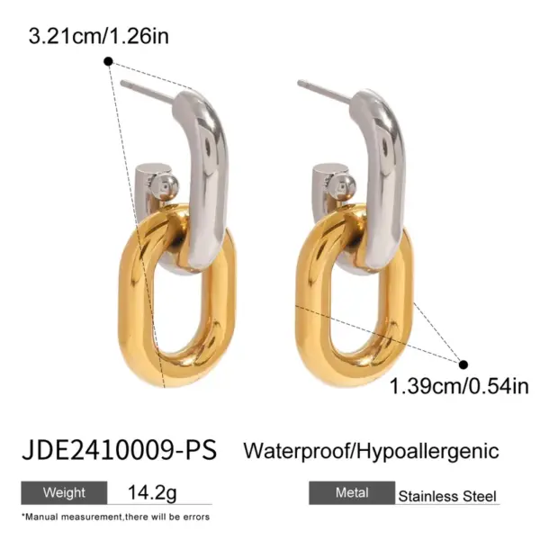 Wholesale PVD Coated Real Gold Plated Color Block 304 Stainless Steel Simple Style Classic Style Waterproof Non Tarnish Earrings