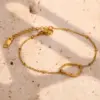 oly-9e4780b44caea530540946e1f3b54b69 Wholesale PVD Coated Real Gold Plated 18K Gold Geometric 304 Stainless Steel Simple Style Waterproof Non Tarnish 304 Stainless Steel Bracelets