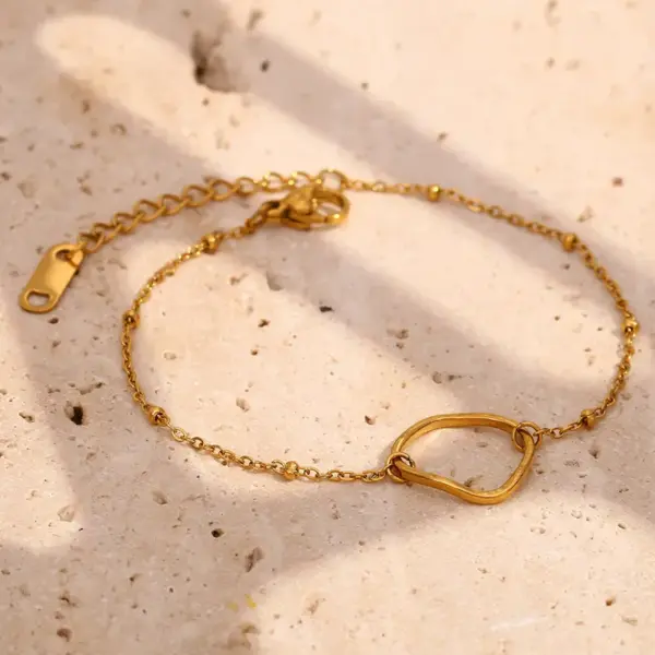 oly-9e4780b44caea530540946e1f3b54b69 Wholesale PVD Coated Real Gold Plated 18K Gold Geometric 304 Stainless Steel Simple Style Waterproof Non Tarnish 304 Stainless Steel Bracelets
