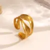 304 Stainless Steel Geometric Ion Plating (IP) 18K Gold Plated Hip-Hop Simple Style Classic Style Waterproof Non Tarnish Gold Silver Open Rings
