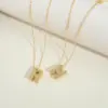 Copper 14K Gold Plated Simple Style Inlay Letter Zircon Pendant Necklace