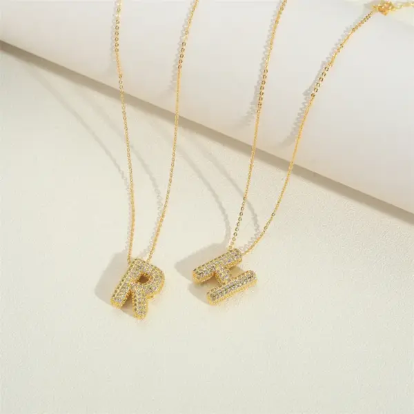 Copper 14K Gold Plated Simple Style Inlay Letter Zircon Pendant Necklace