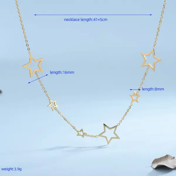 Wholesale PVD Coated Real Gold Plated 18K Gold Star 304 Stainless Steel Casual Classic Style Waterproof Non Tarnish 304 Stainless Steel Necklace