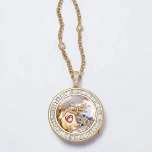 Square Diamond Round Box Necklace-Empty Box