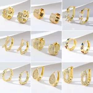 Wholesale 1 Pair Casual Simple Style Round Solid Color Plating Brass 18K Gold Plated Earrings
