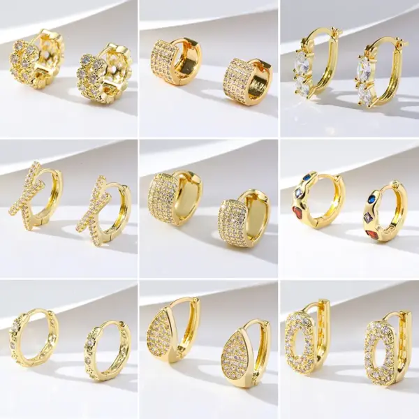 Wholesale 1 Pair Casual Simple Style Round Solid Color Plating Brass 18K Gold Plated Earrings