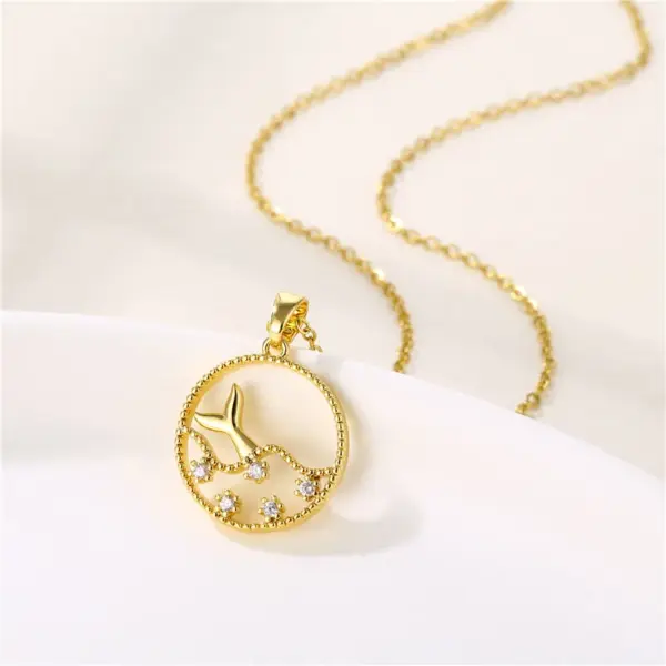 Wholesale Water Plating Vacuum Real Gold Plated 18K Sun Heart Shape Whale 304 Stainless Steel Titanium INS Style Waterproof Non Tarnish 201 Pendant Necklace