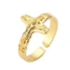 Wholesale Retro Cross Letter Copper Plating Inlay Zircon Gold Plated Open Rings