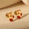 Wholesale 1 Pair Christmas Sweet Simple Style Christmas Tree Santa Claus Enamel 304 Stainless Steel 14K Gold Plated Ear Studs