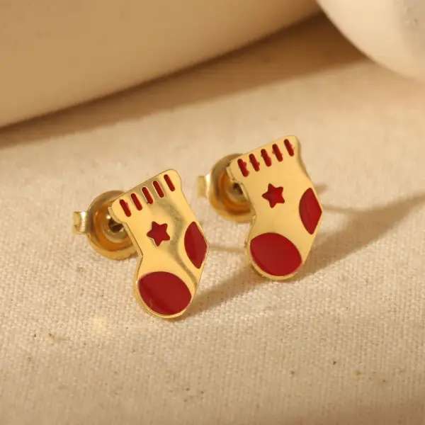 Wholesale 1 Pair Christmas Sweet Simple Style Christmas Tree Santa Claus Enamel 304 Stainless Steel 14K Gold Plated Ear Studs