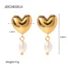 Wholesale PVD Coated Real Gold Plated 18K Gold Heart Shape 304 Stainless Steel IG Style Simple Style Waterproof Non Tarnish Drop Earrings
