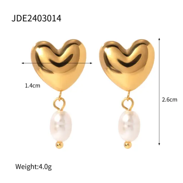 Wholesale PVD Coated Real Gold Plated 18K Gold Heart Shape 304 Stainless Steel IG Style Simple Style Waterproof Non Tarnish Drop Earrings