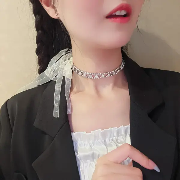 Simple Style Tassel Flower Butterfly Stainless Steel Copper Beaded Artificial Pearls Zircon Necklace