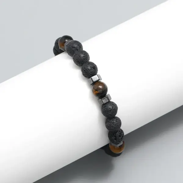 Wholesale Simple Style Geometric Volcanic Rock No Inlaid Beaded Chain Bracelets In Bulk